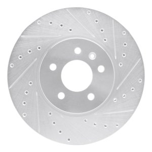 Buick Cascada Brake Rotor (1) - Front Right - R1 Concepts - Drilled & Slotted - Silver - `14-`19
